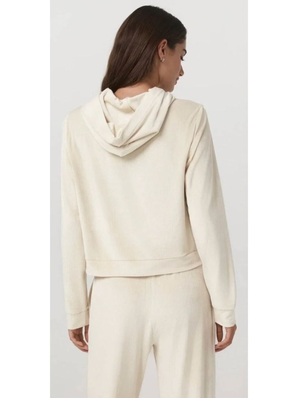 Vuori Haven Hoodie Bone Ribbed Cropped-sz Medium - Picture 3 of 11